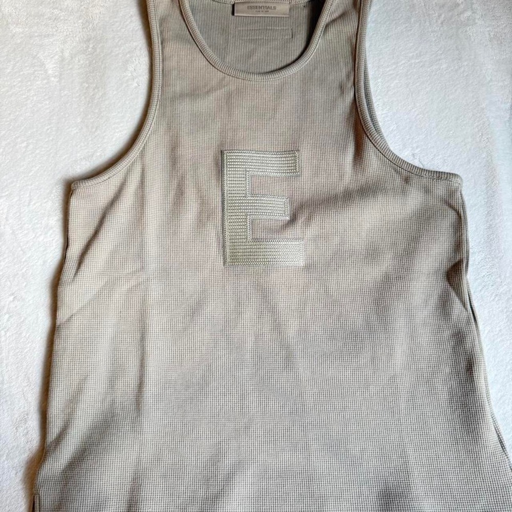 Fear of God Essentials Waffle Knit Tank Top Medium Taupe Beige Streetwear